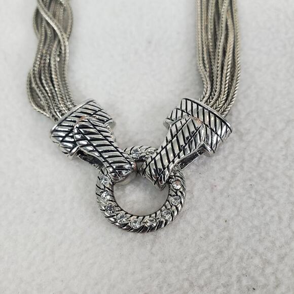 Premier Design Rhinestone Magnetic Choker Multi-strand Necklace Silver Gray - Picture 1 of 6